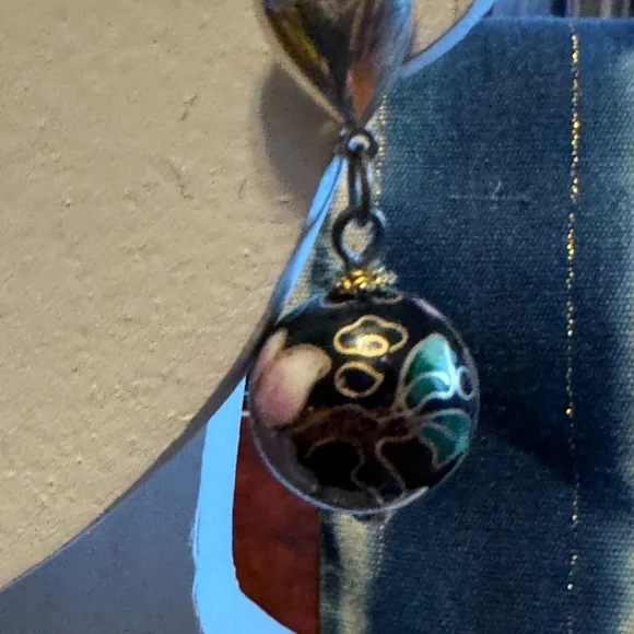 Black cloisonné Rounds, Masha Archer designer earrings